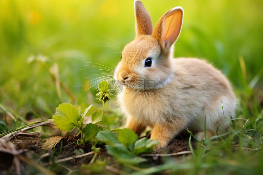草地上的兔子动物图片