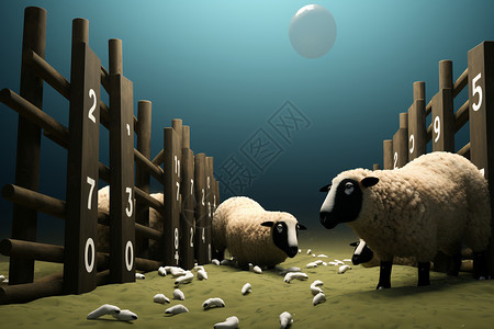 失眠概念羊群未编号高清图片