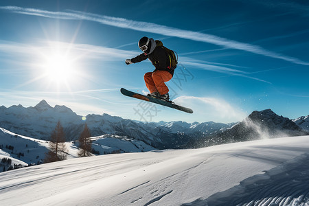 雪山的滑雪运动背景图片