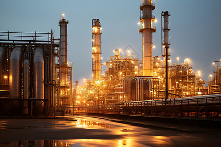炼油厂的金属管道背景图片