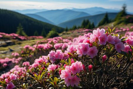 美丽的杜鹃花草甸图片