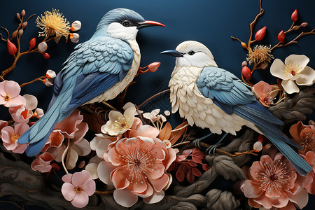 花鸟艺术背景背景图片