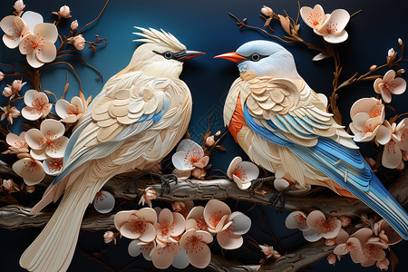 传统花鸟艺术背景背景图片