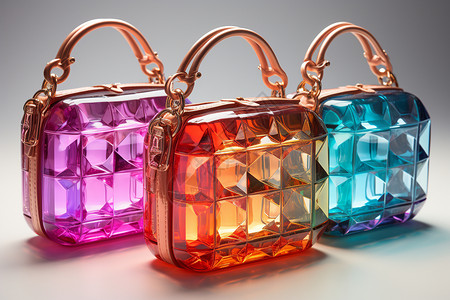彩色手提包3d手提包形状的摆件设计图片