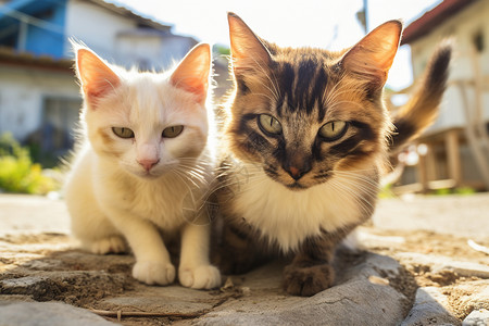 两只流浪猫无家可归的猫高清图片
