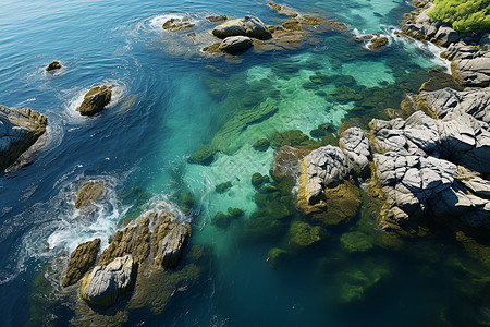 航拍海湾浅滩背景图片