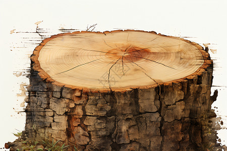 木材材料森林砍伐伐木树桩插画