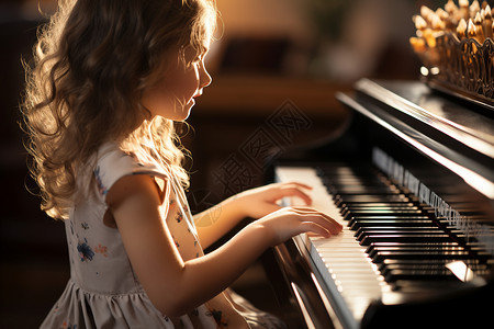 女孩弹钢琴图片