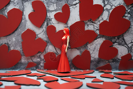 红色小碎钻戒指破碎的婚姻插画