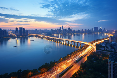 长江支流城市的河道背景