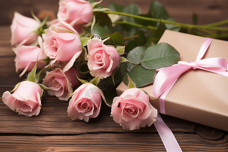 周年纪念的礼物盒玫瑰背景图片