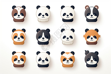 简约线性熊猫图标背景图片