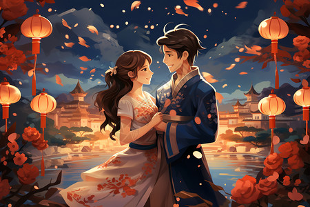 中式浪漫情侣图片