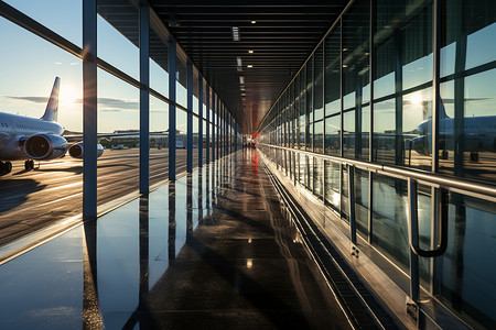机场乘机天桥背景图片