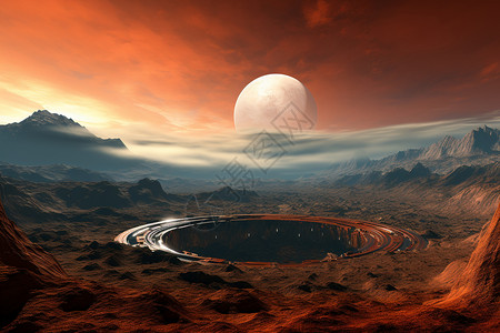 洞穴火星科幻土星探索设计图片