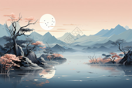 新中式山水画图片