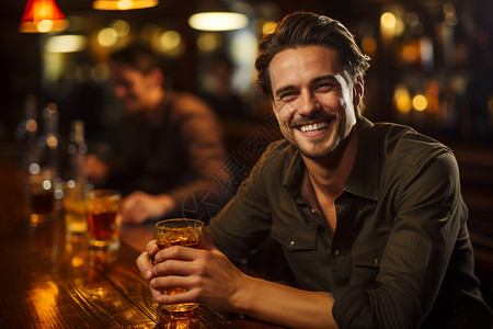 在酒吧喝酒的男人图片