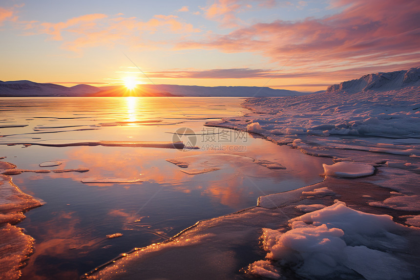 冰川日落风景图片