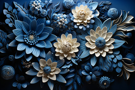 3D立体创意艺术花朵背景图片
