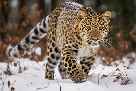 冬天可爱哺乳动物雪豹图片