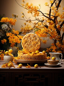 柠檬蛋糕3D精美中式月饼设计图片