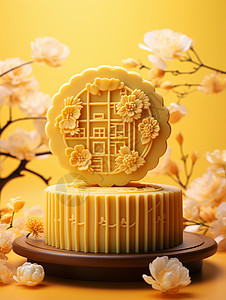 3D中秋月饼背景图片