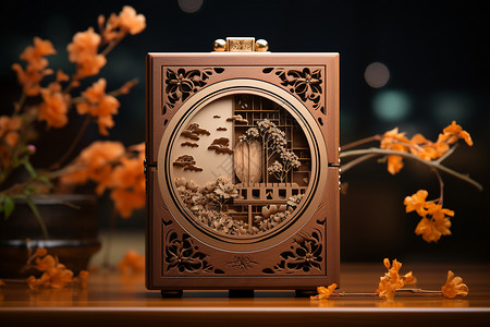 中秋传统情怀礼盒背景图片
