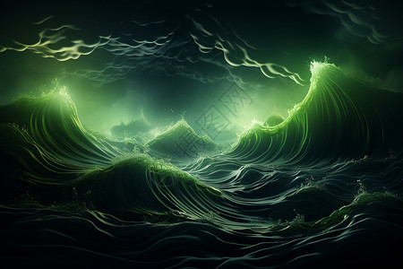 绿色海浪流体壁纸图片