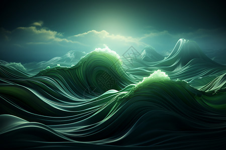 绿色海浪水波纹壁纸图片