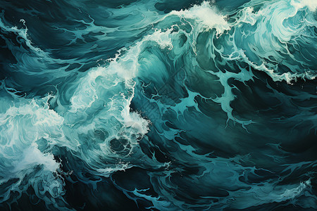 蓝色翻滚的海浪背景图片