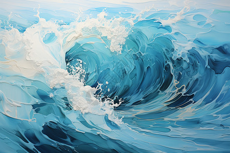 油画风翻涌的海浪背景图片