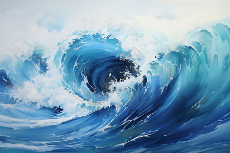 蓝色翻涌的海浪图片