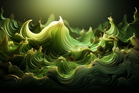 3D抽象绿色旋涡图片