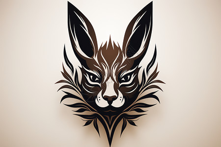 图腾纹身素材黑白简约线性兔子图标插画