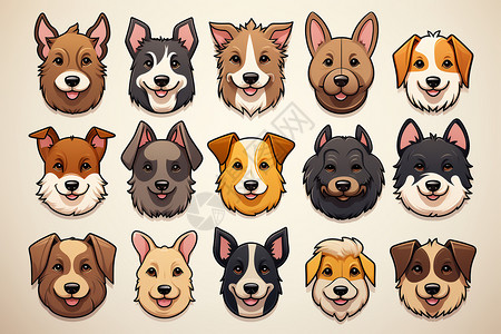 多类型品种狗头图标背景图片