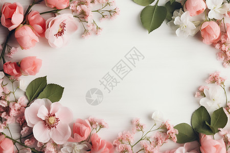 爱春天新鲜粉白花朵白色背景背景