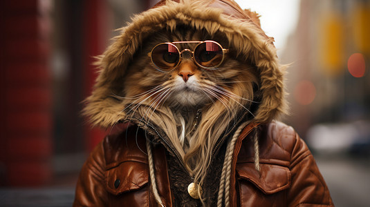 春秋穿搭街头时尚的猫咪设计图片