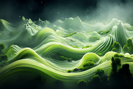 绿色海浪流动的海浪背景设计图片