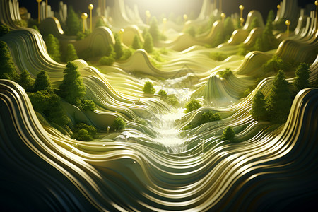 抽象波浪效果景观背景图片