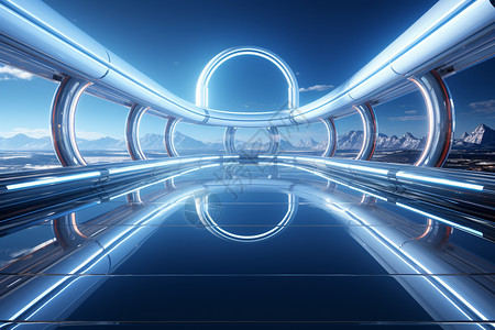 玻璃天桥科技感的飞船通道设计图片