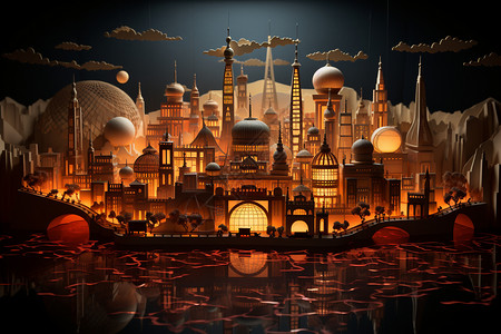 迪士尼米奇3D艺术创意的大都市插图插画
