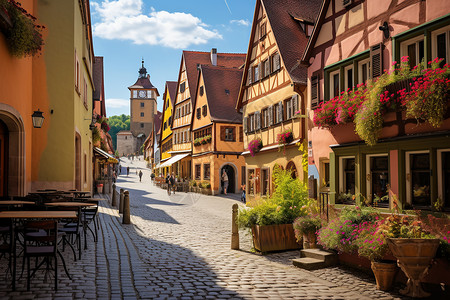 传统的欧式古典街道背景图片