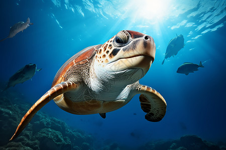 水下潜行的海龟图片