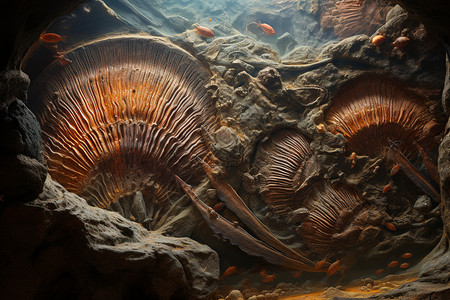 考古学的动物化石背景图片