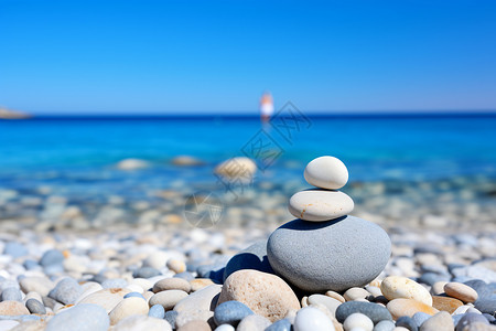 美丽沙滩上的鹅卵石图片