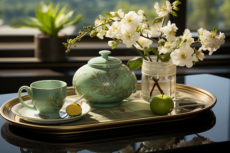 高端优雅的品茶陶瓷茶具图片