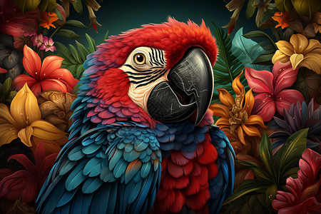彩色的鹦鹉插画背景图片
