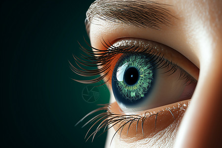 绿色瞳孔绿色放大的眼睛通孔背景