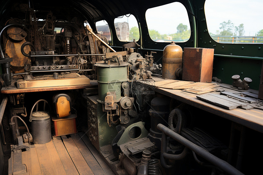 古老的火车驾驶舱图片