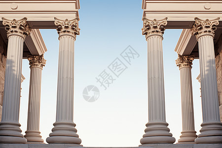 白色的罗马风装饰柱背景